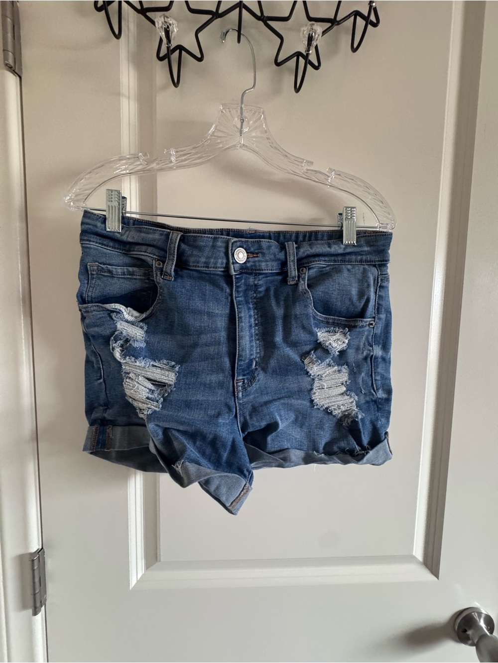 Aeropostale Distressed Dark Blue Denim Jean Shorts